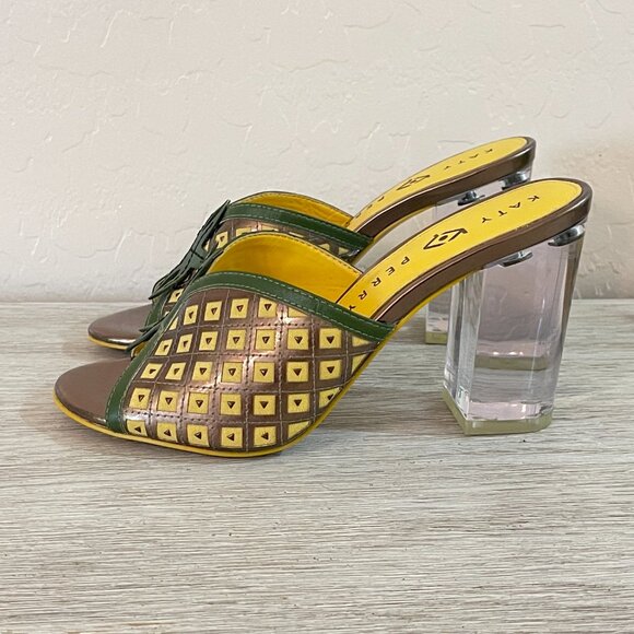 Katy Perry Sandals Heels 6 The Coolada Pineapple Clear Heels Slides Tropical - Picture 6 of 10